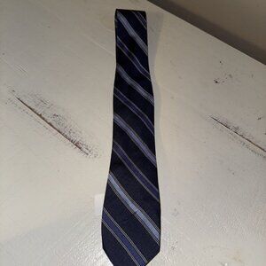 Vintage Brooks Brothers Men Navy Blue Silver Stripped 100% Silk Tie NWT